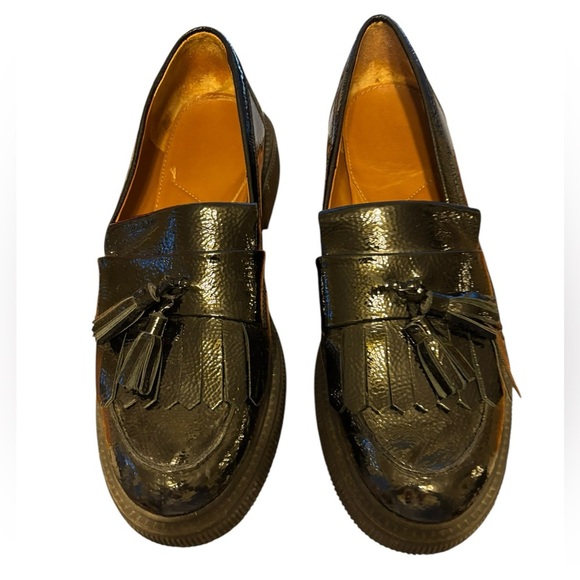 Franco Sarto Women's Black Patent Leather Tassel Chunky Sole Loafer Size 9 - Picture 2 of 6